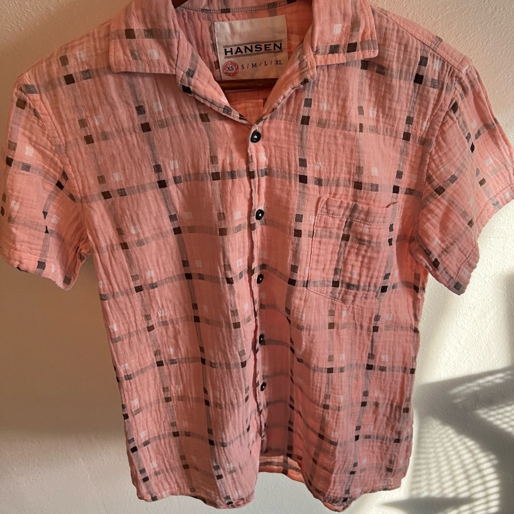 Hansen garments Pink Plaid Button-Up Shirt - Picture 8 of 16